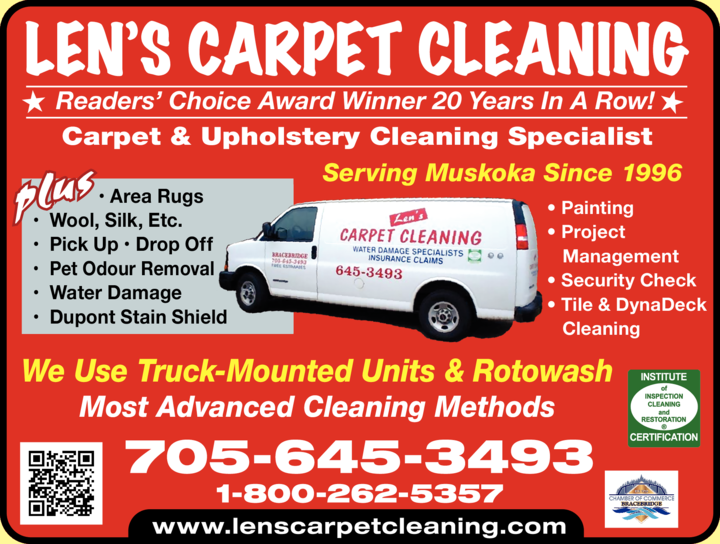 Len's Carpet Cleaning Bracebridge, ON Northern Ontario Local